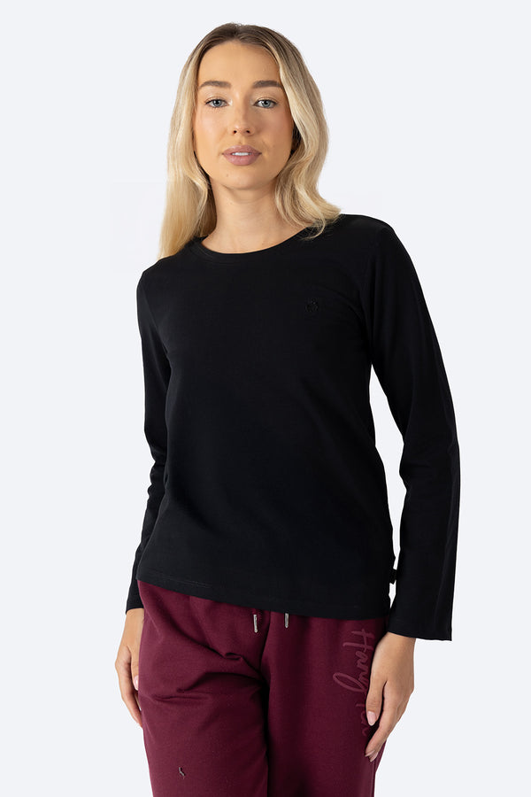 Playera negra manga larga básica  - Hang Ten