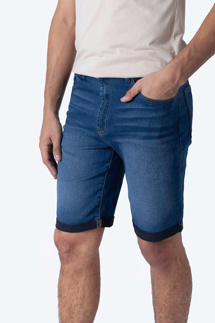 Bermuda de mezclilla stetch azul medio - Hang Ten