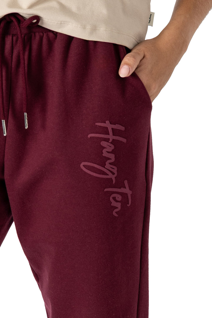Pantalón deportivo con jareta color vino - Hang Ten