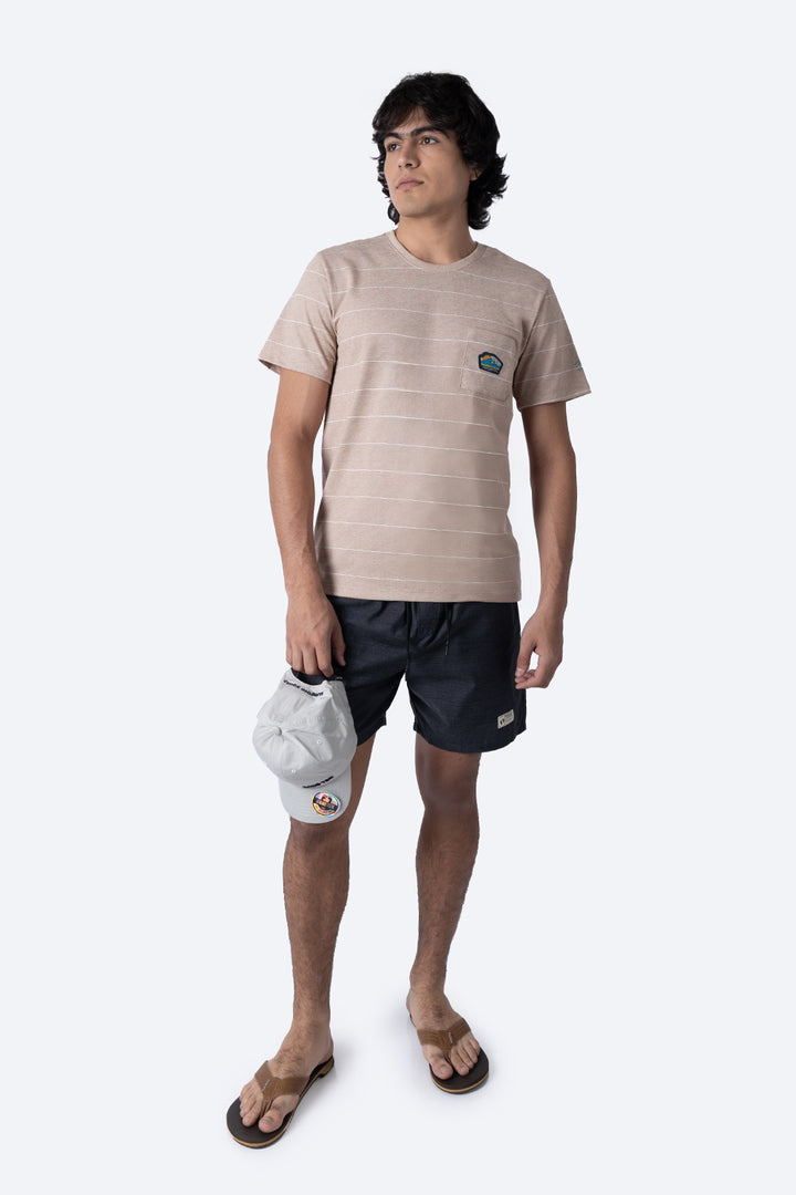 Playera rayada café claro cuello redondo - Hang Ten 