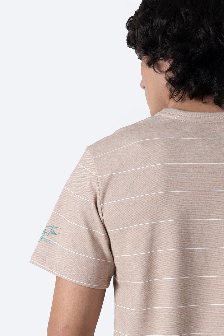 Playera rayada café claro cuello redondo - Hang Ten 