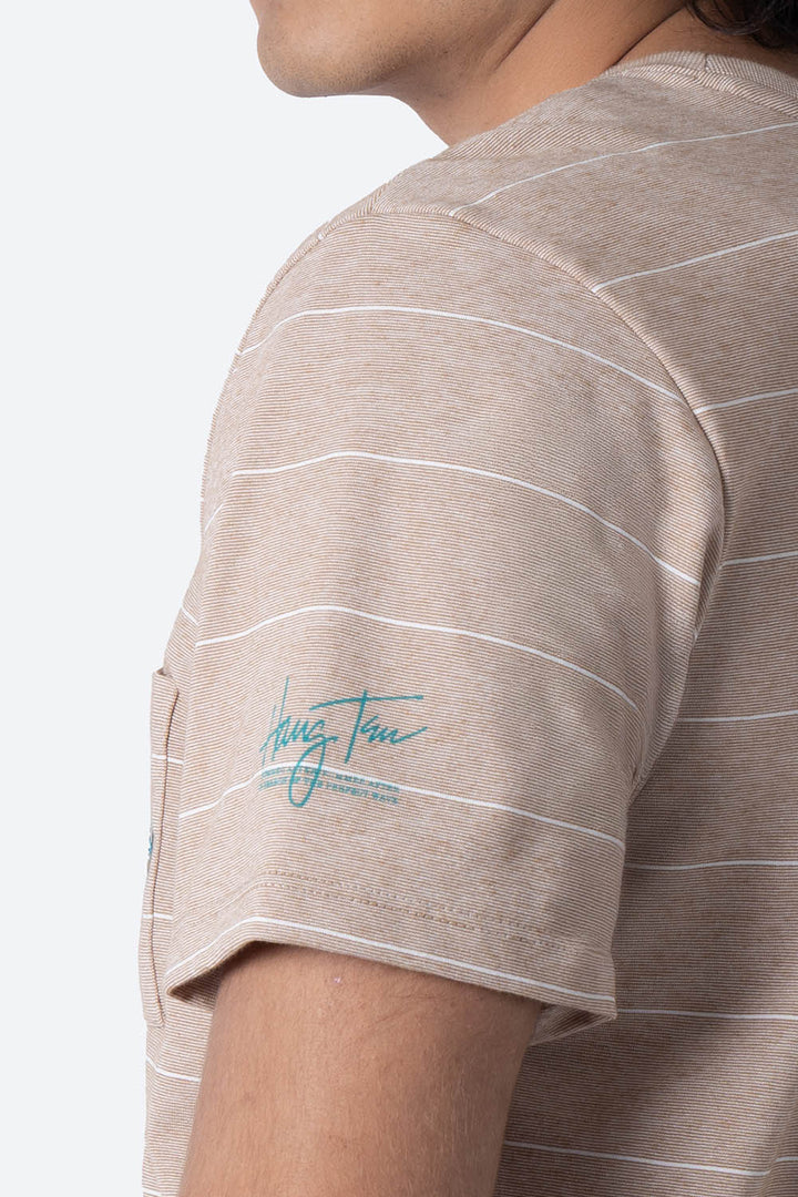 Playera rayada café claro cuello redondo - Hang Ten 