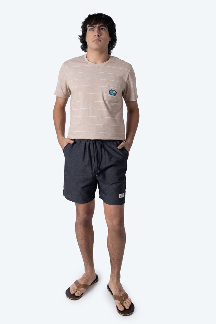 Bermuda jaspeada con jareta negro - Hang Ten