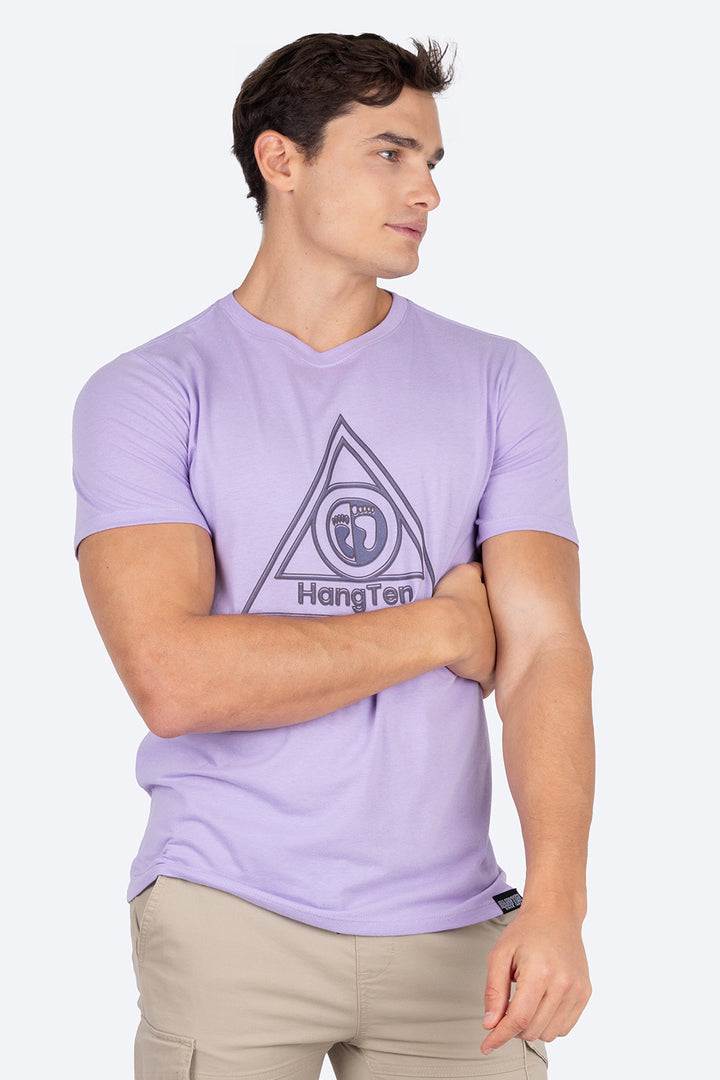 Playera morada estampado triángulos - Hang Ten