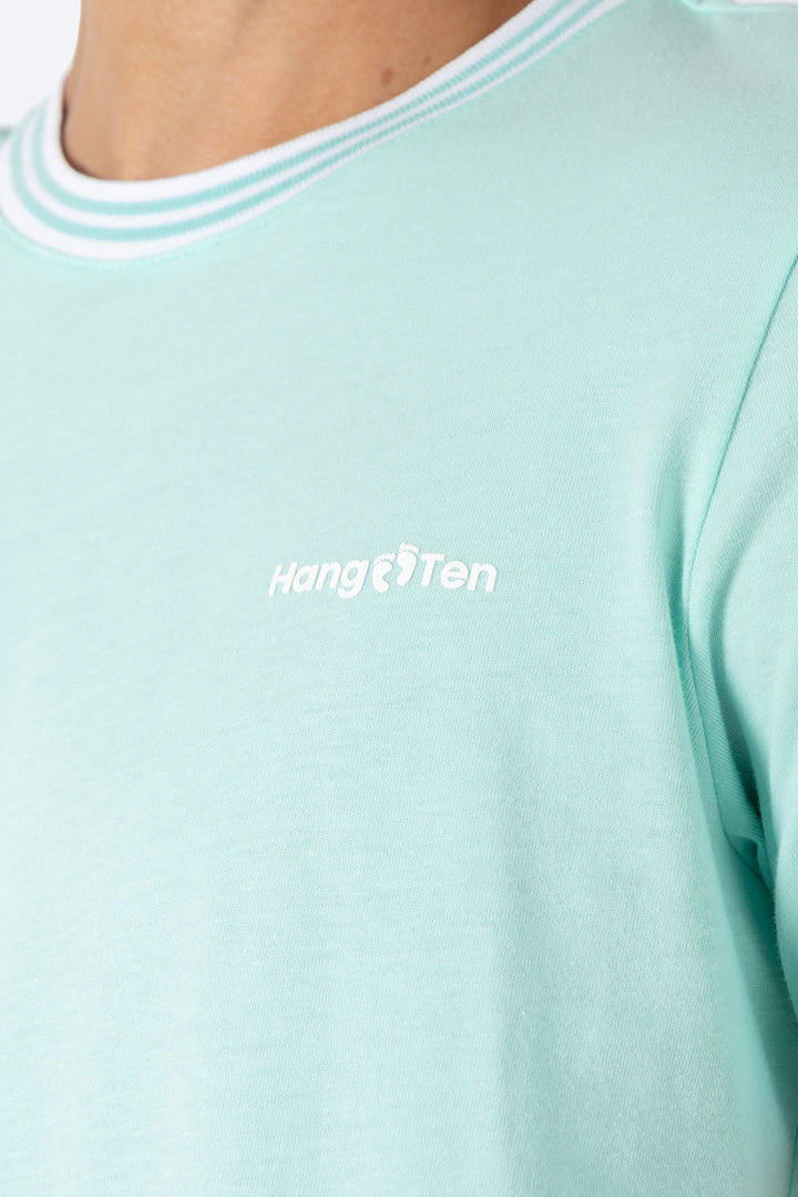 Playera aqua bies a contraste blanco - Hang Ten