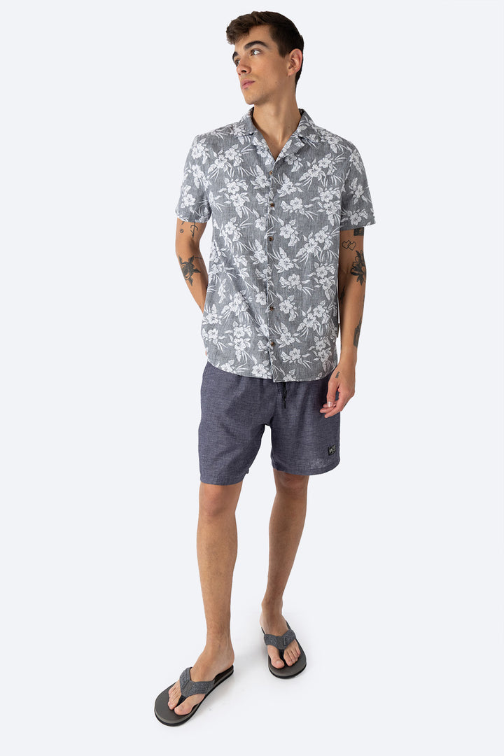 Camisa negra estampado floral - Hang Ten