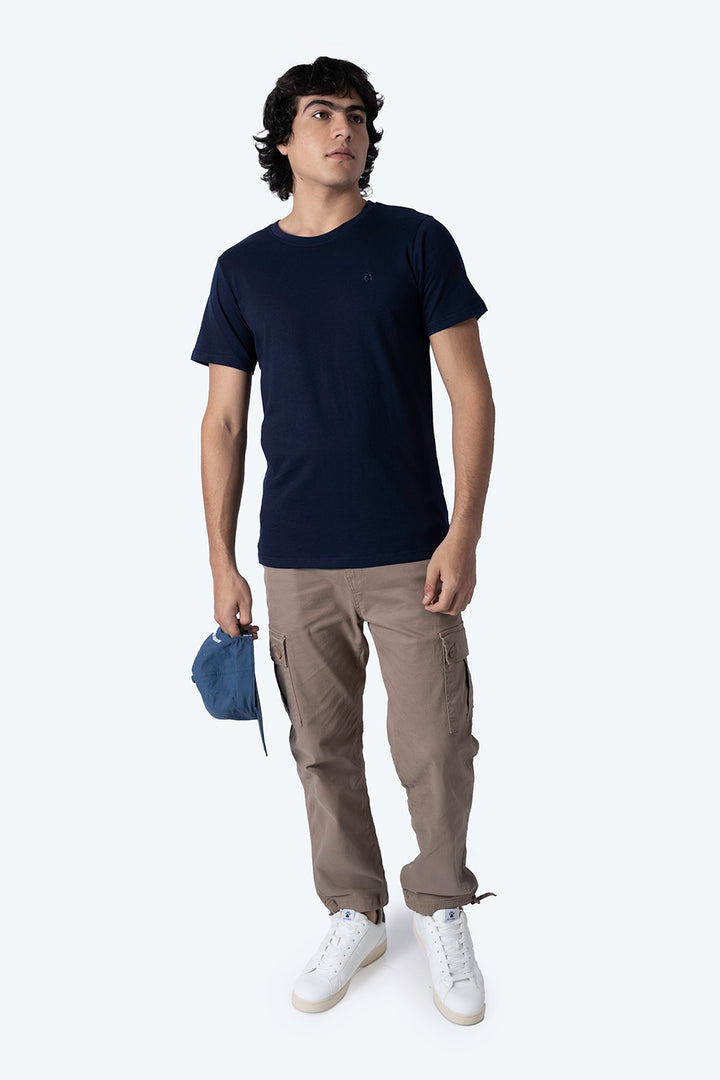 Playera básica cuello v azul marino  - Hang Ten 