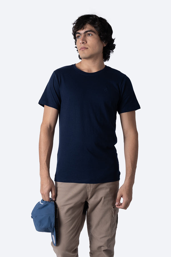 Playera básica cuello redondo azul marino  - Hang Ten 