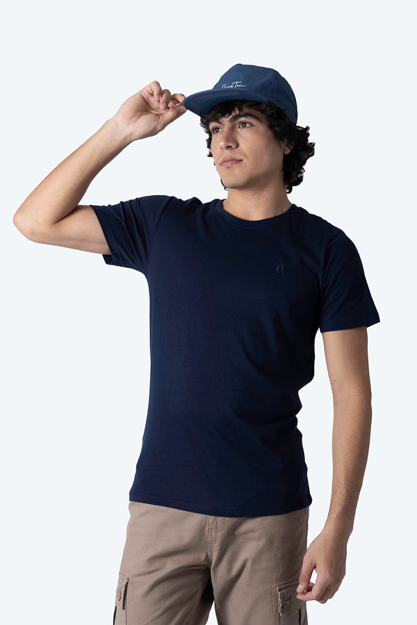 Playera básica cuello v azul marino  - Hang Ten 