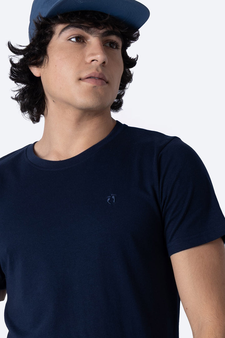 Playera básica cuello redondo azul marino  - Hang Ten 