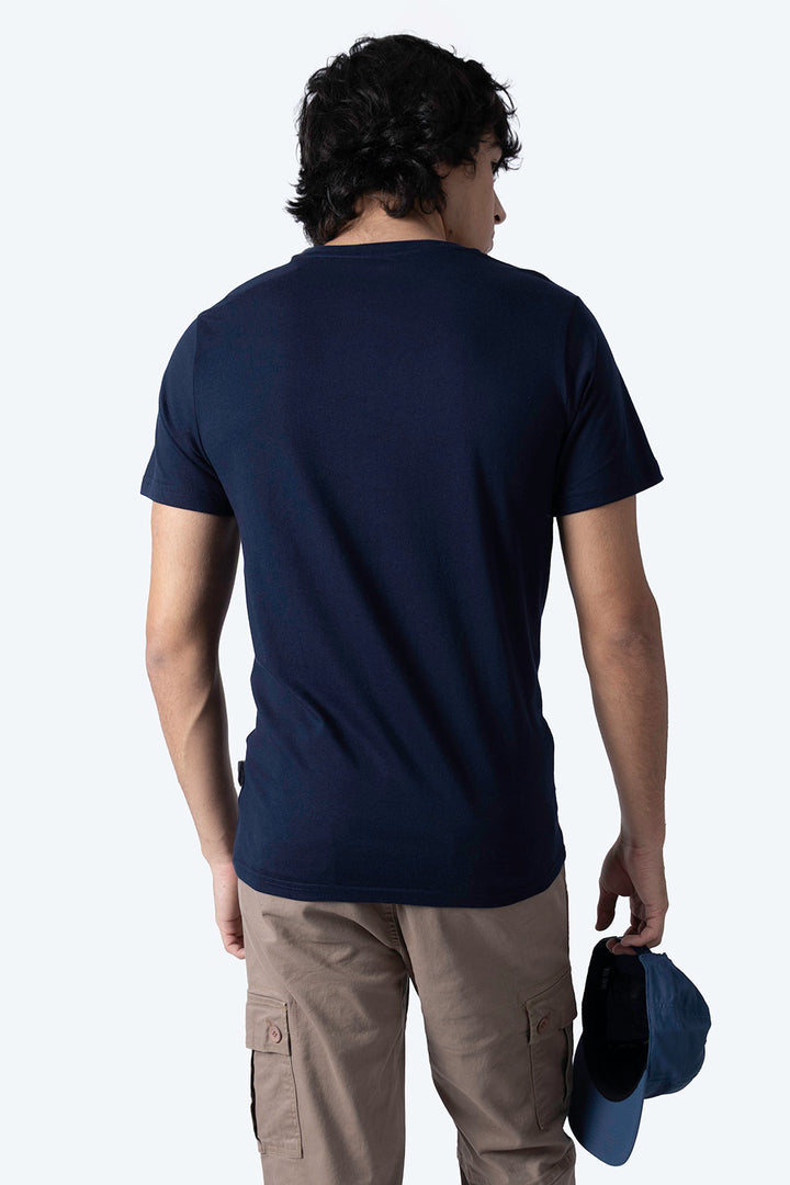 Playera básica cuello v azul marino  - Hang Ten 