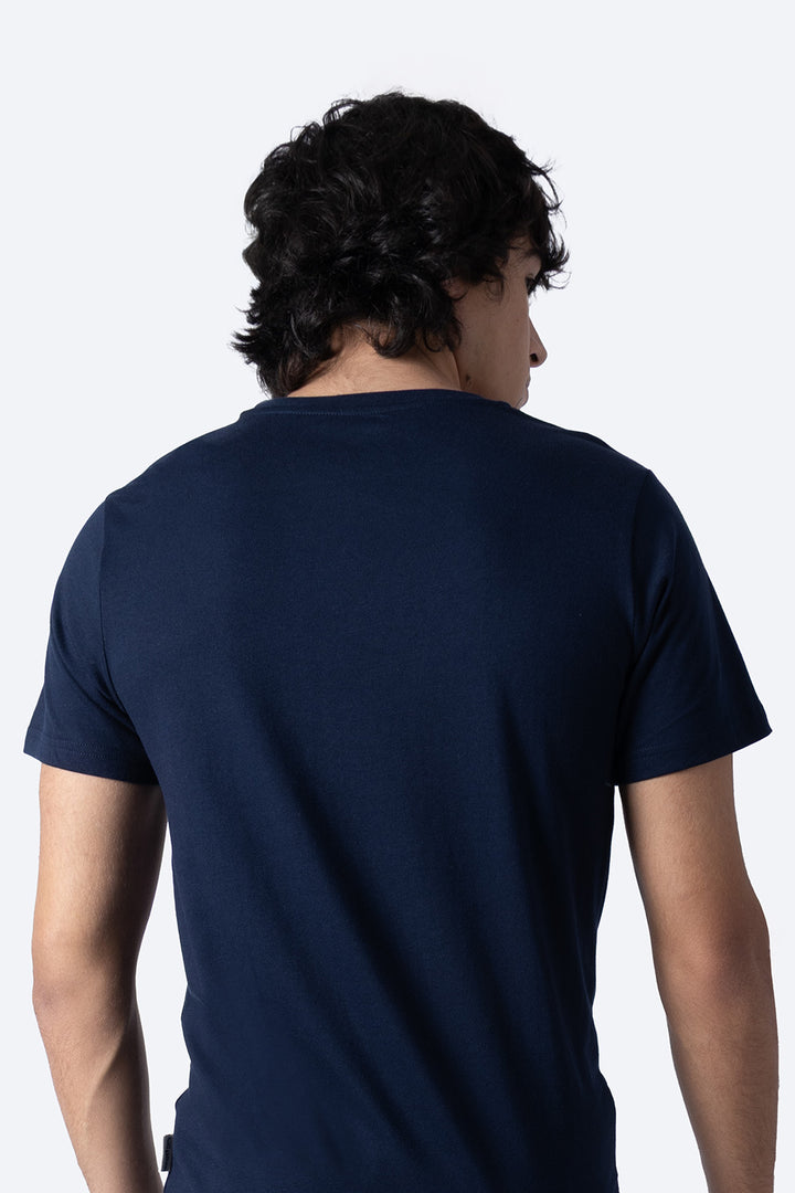 Playera básica cuello redondo azul marino  - Hang Ten 