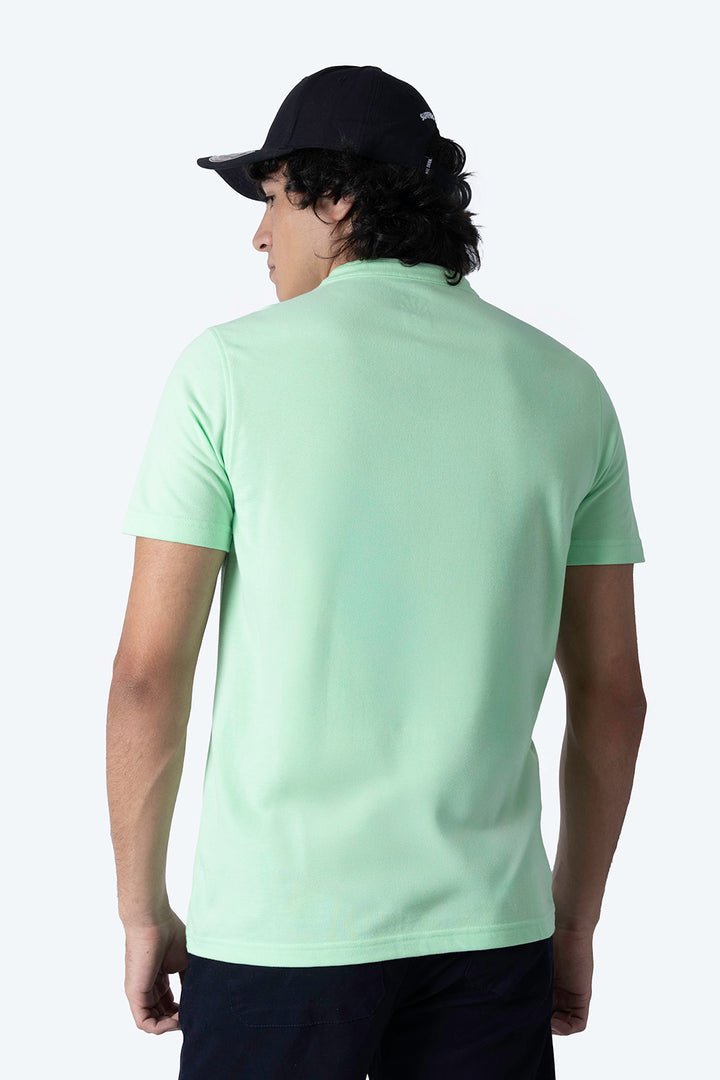 Playera aqua manga corta tipo henley - Hang Ten 