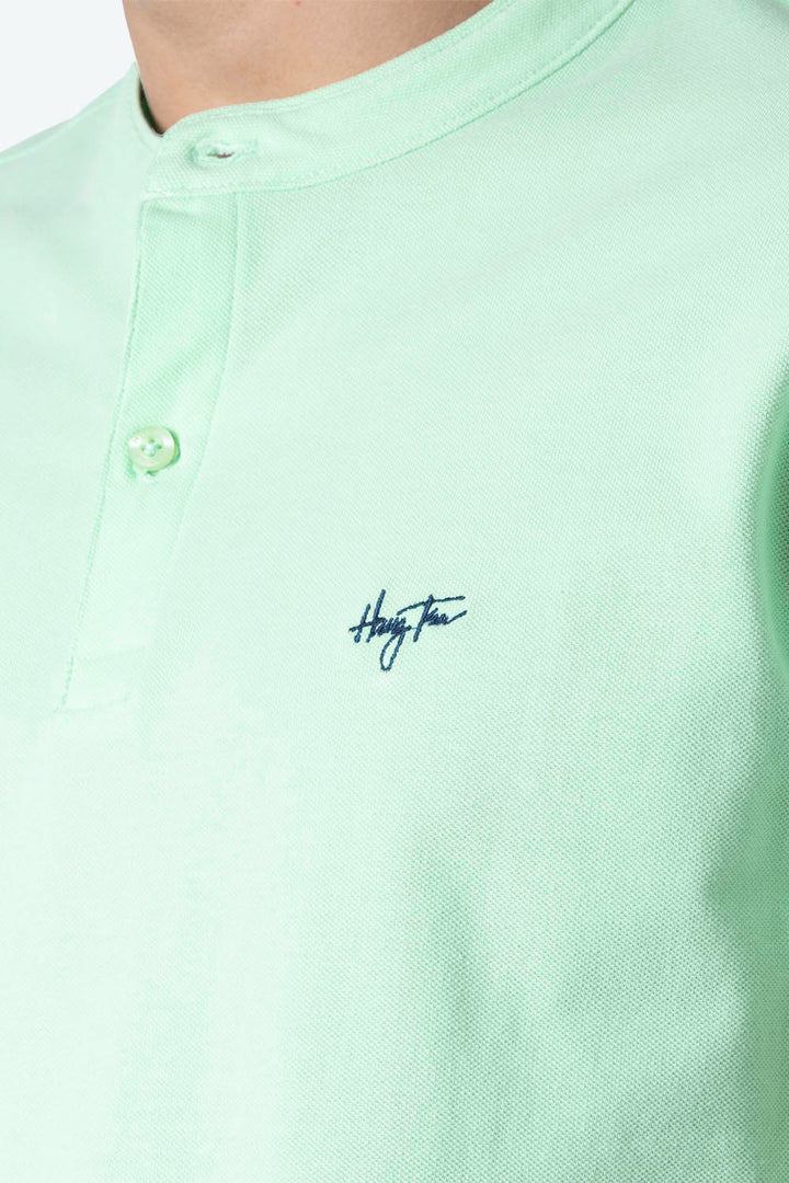 Playera aqua manga corta tipo henley - Hang Ten 