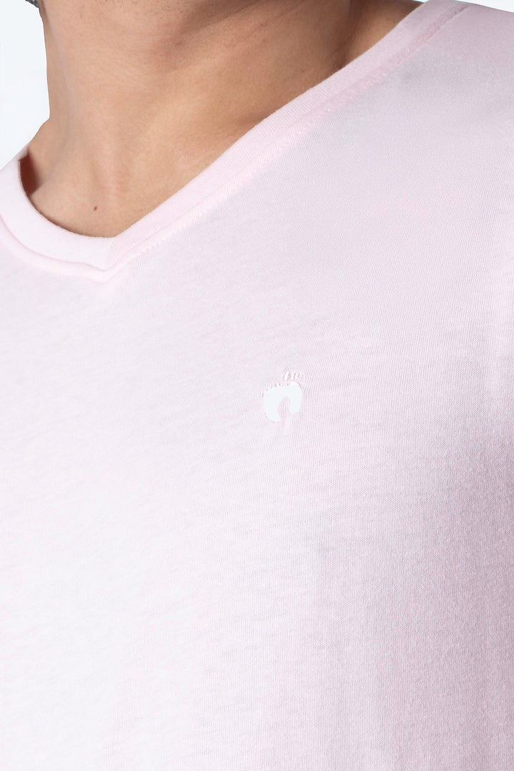 Playera básica cuello v rosa claro  - Hang Ten 