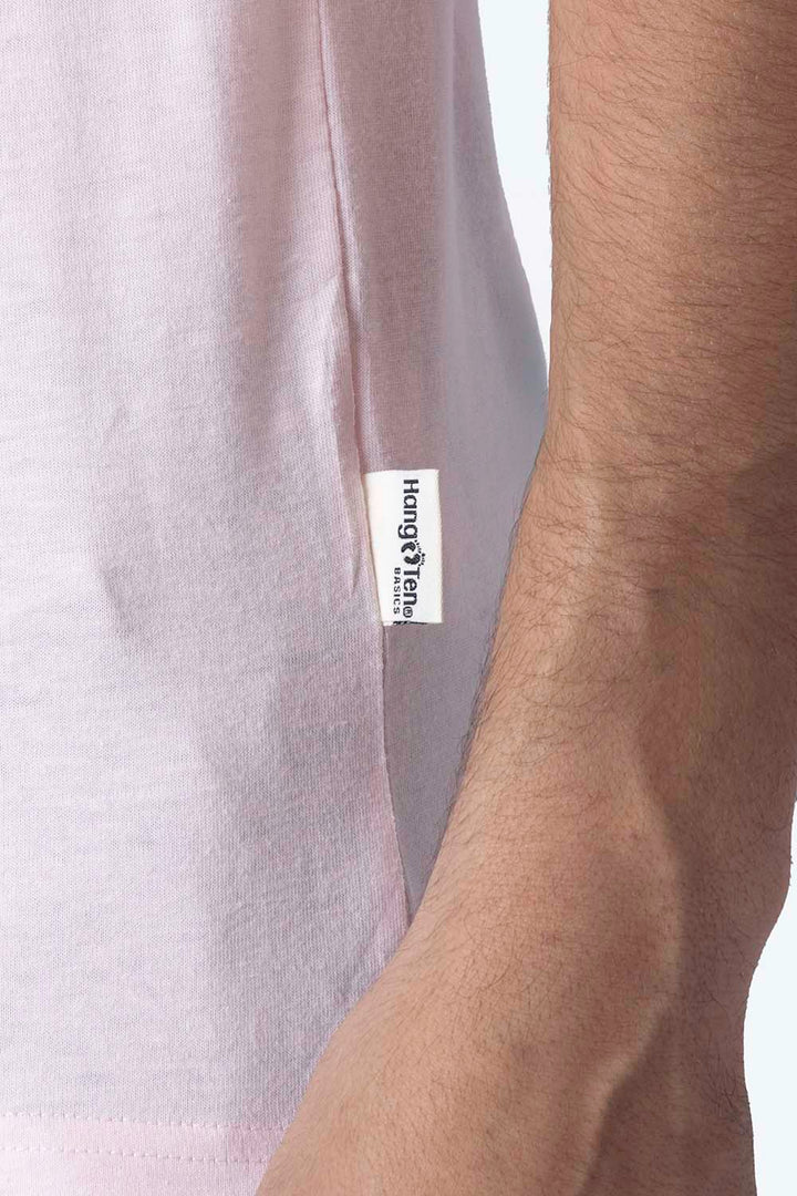 Playera básica cuello v rosa claro  - Hang Ten 