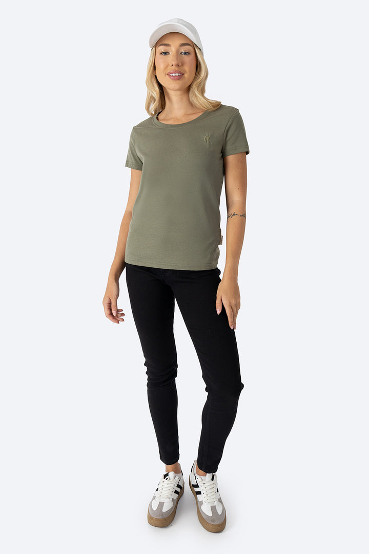 Playera básica cuello redondo verde oliva - Hang Ten