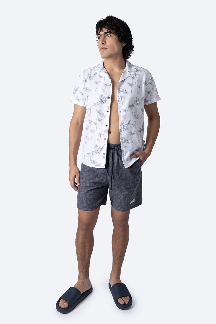Bermuda jaspeada con jareta gris - Hang Ten