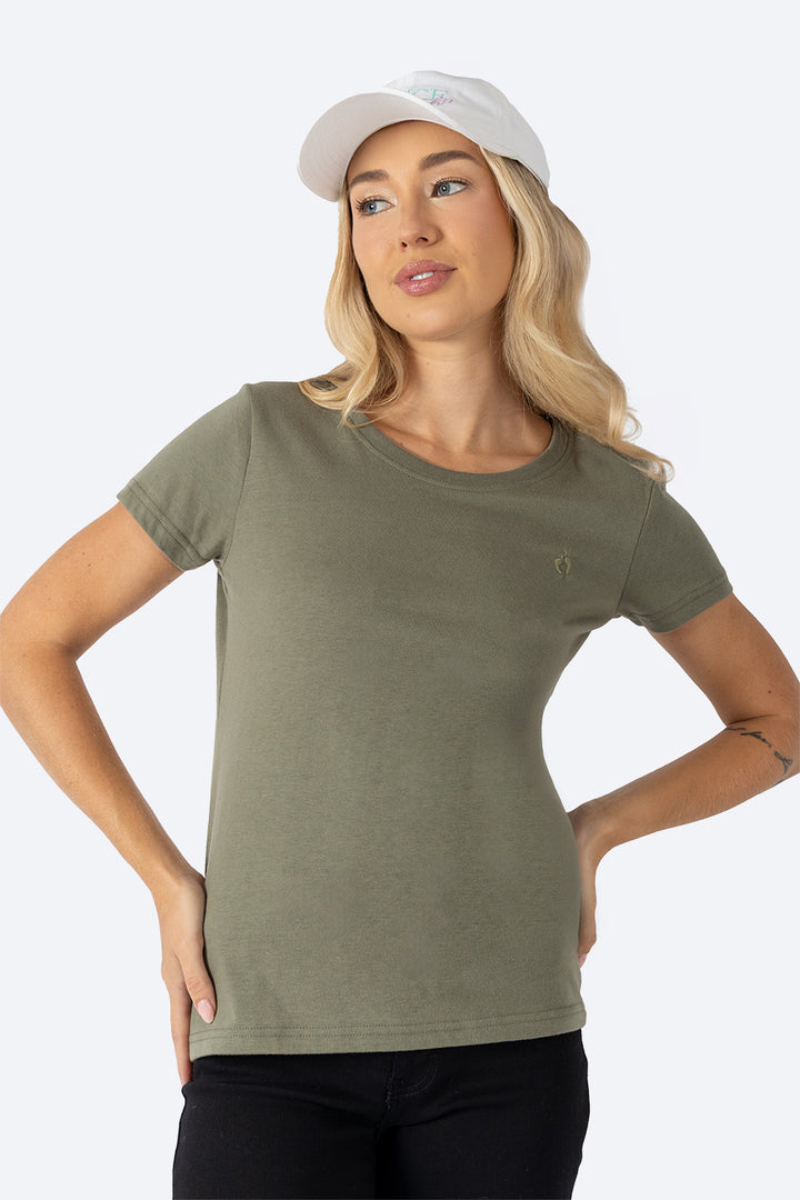 Playera básica cuello redondo verde oliva - Hang Ten
