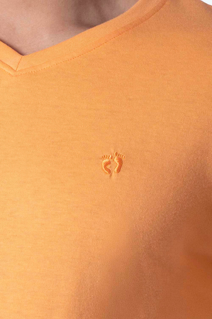 Playera básica cuello v naranja  - Hang Ten 