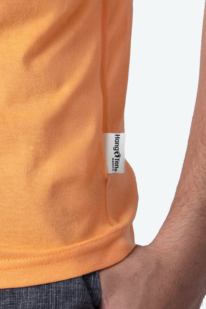 Playera básica cuello v naranja  - Hang Ten 