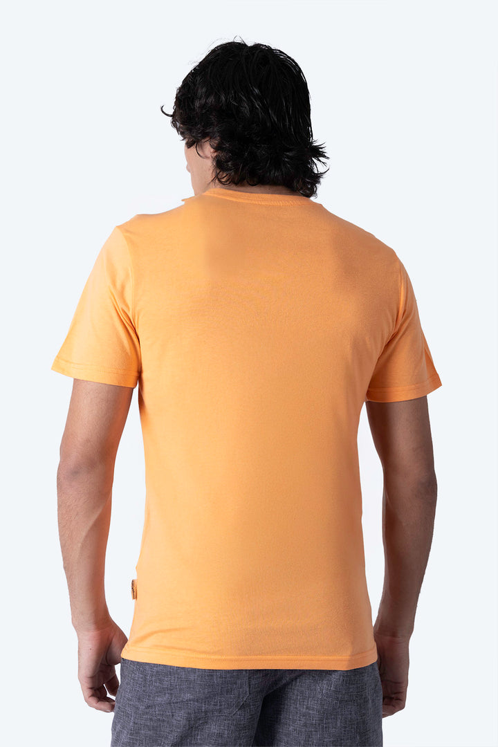 Playera básica cuello v naranja  - Hang Ten 