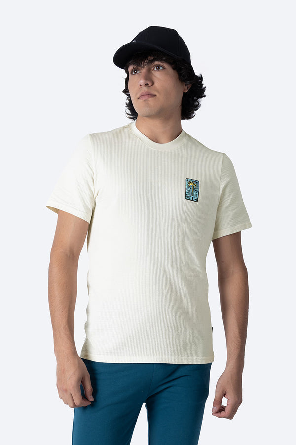 Playera beige con textura cuello redondo - Hang Ten 