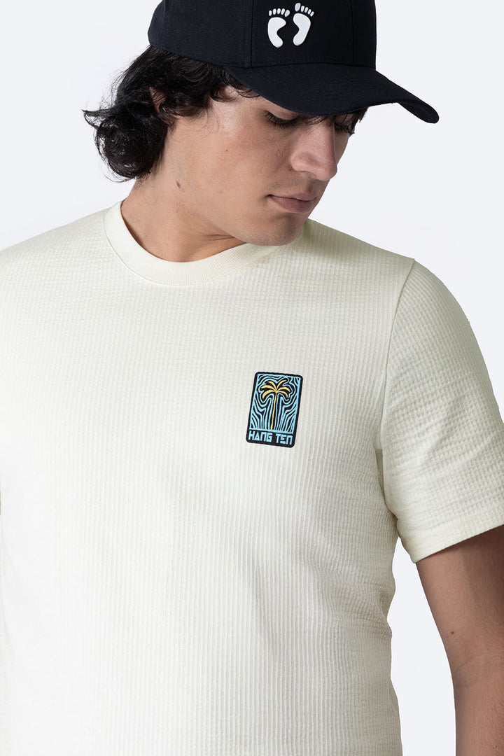 Playera beige con textura cuello redondo - Hang Ten 