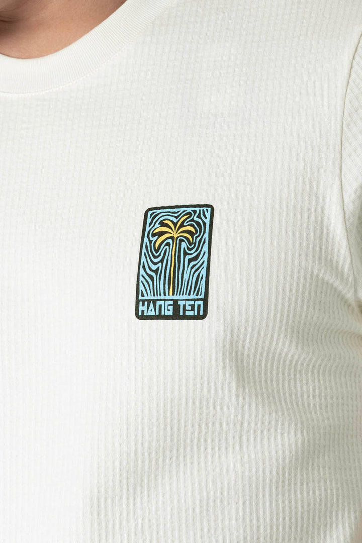 Playera beige con textura cuello redondo - Hang Ten 