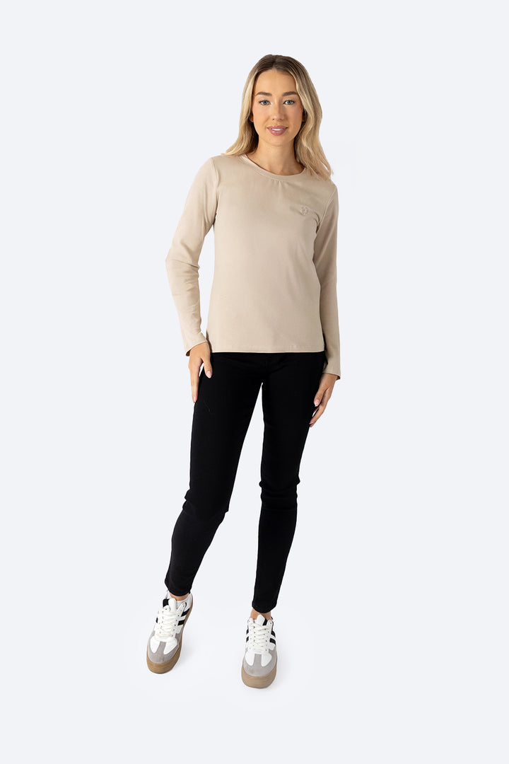 Playera beige manga larga básica  - Hang Ten