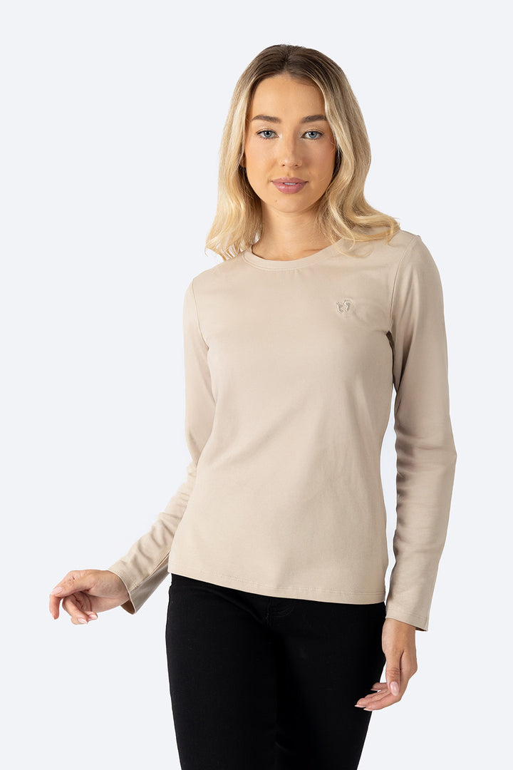 Playera beige manga larga básica  - Hang Ten