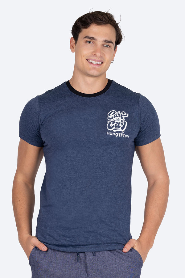 Playera azul cuello redondo - Hang Ten