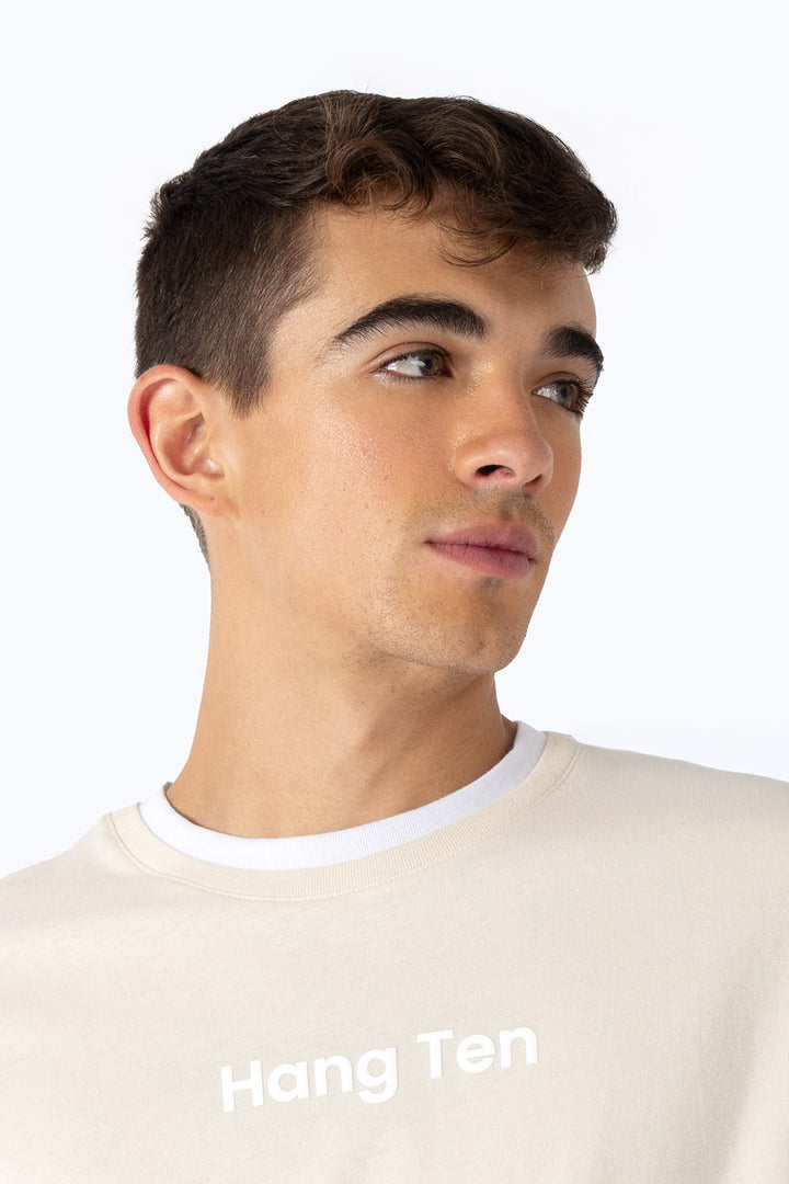 Playera beige bies a contraste blanco - Hang Ten 