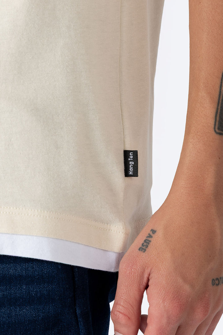 Playera beige bies a contraste blanco - Hang Ten 