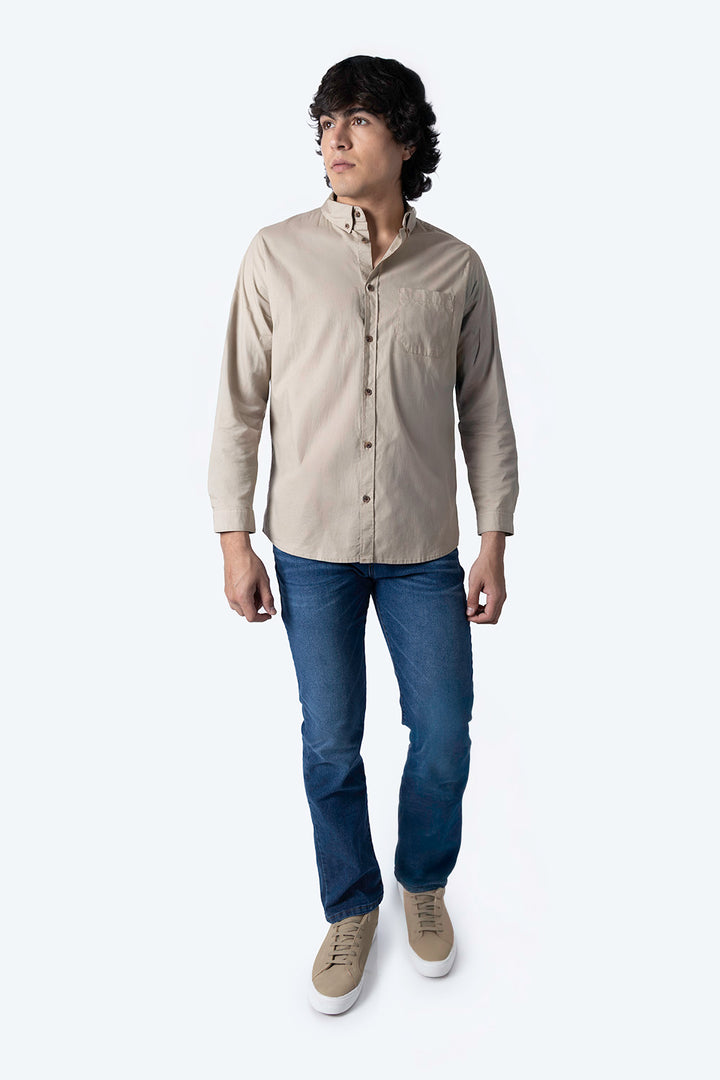Camisa café claro manga larga - Hang Ten