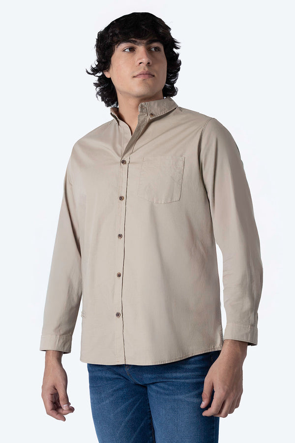 Camisa café claro manga larga - Hang Ten