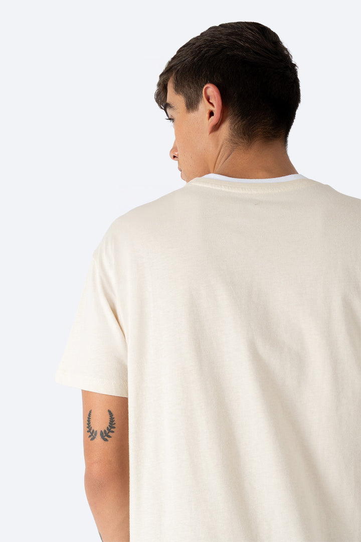 Playera beige bies a contraste blanco - Hang Ten 