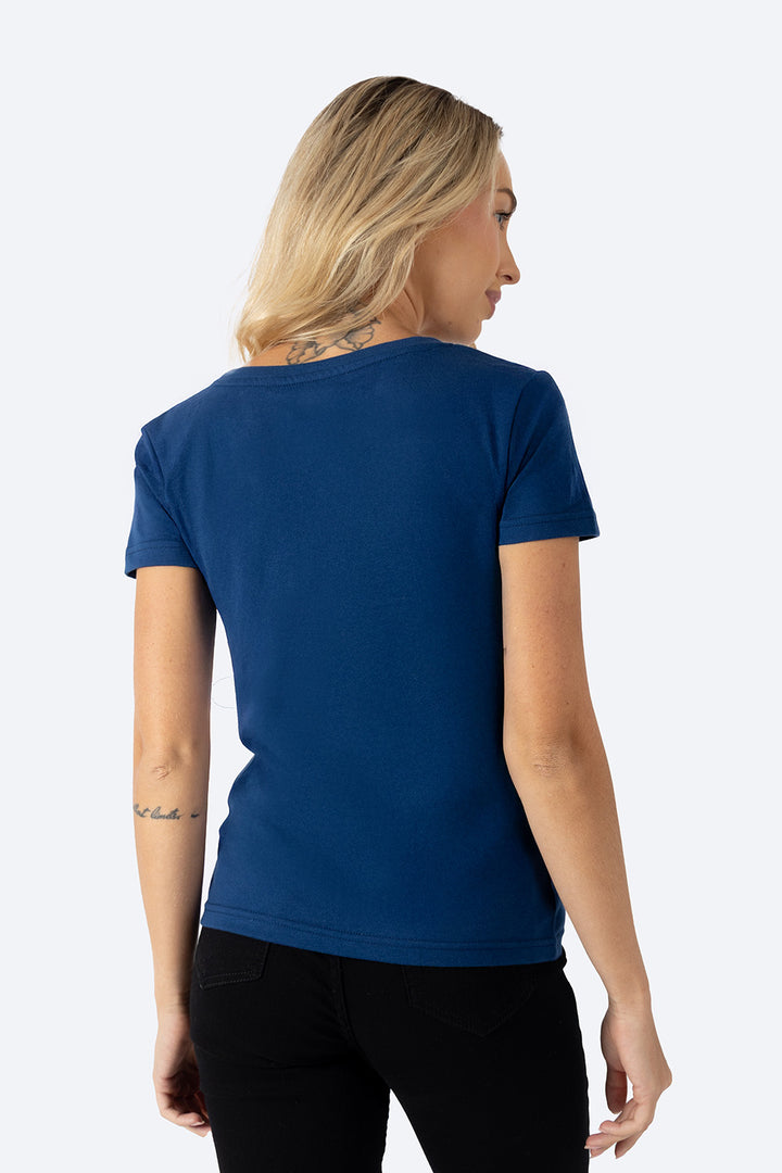 Playera básica azul oscuro cuello V  - Hang Ten