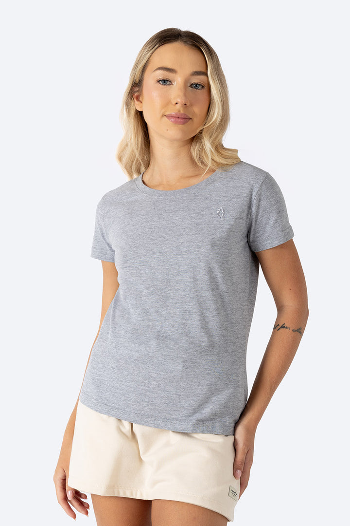 Playera básica cuello redondo gris claro - Hang Ten