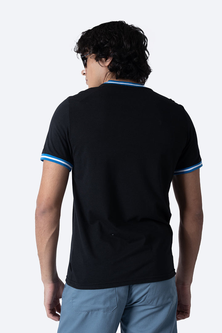 Playera negra bies a contraste azul - Hang Ten 