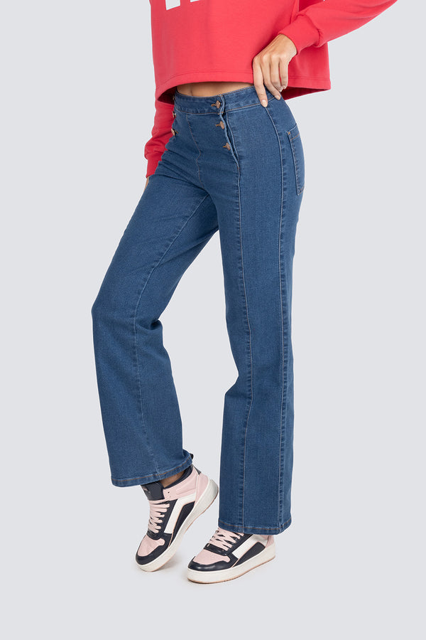 Jeans pierna ancha con botones - Hang Ten
