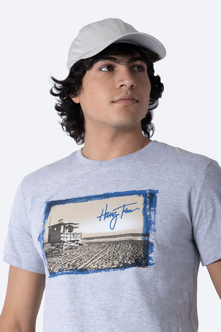 Playera gris manga corta con estampado - Hang Ten 