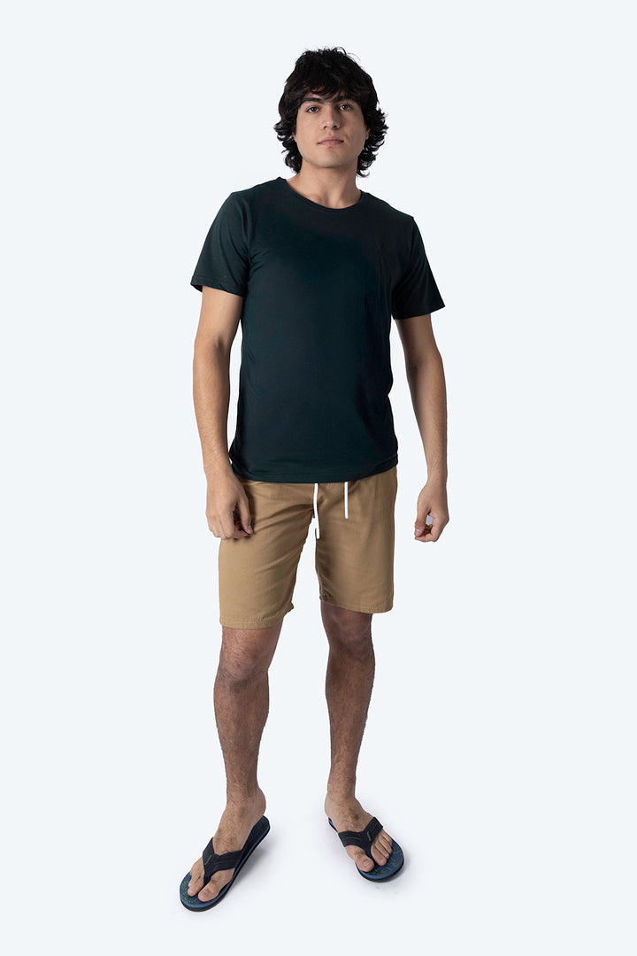 Playera básica cuello redondo verde oscuro  - Hang Ten 