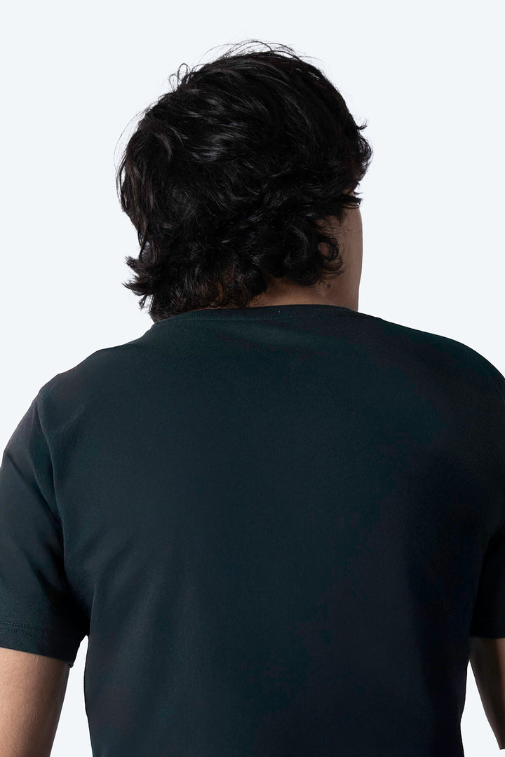 Playera básica cuello redondo verde oscuro  - Hang Ten 