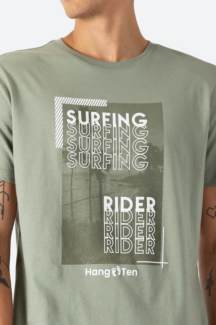 Playera verde claro SURFING - Hang Ten