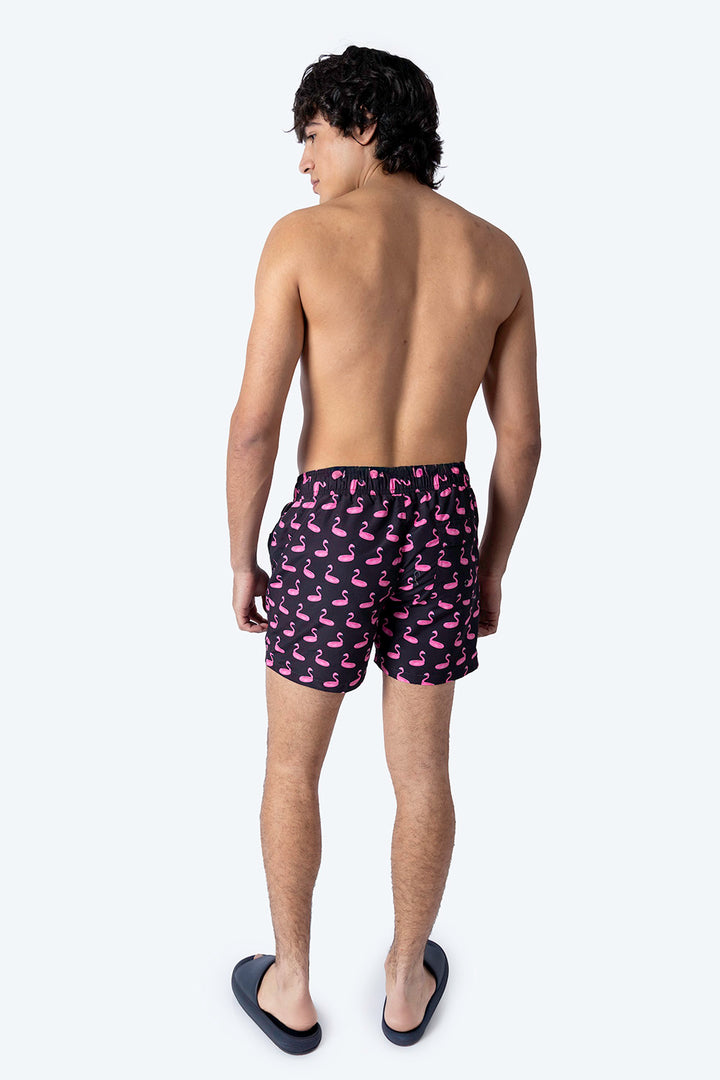 Traje de baño negro estampado de flamingo - Hang Ten