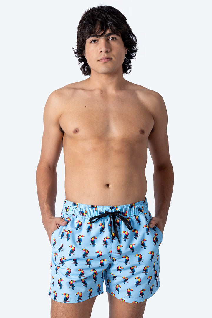 Traje de baño azul estampado de tucanes - Hang Ten