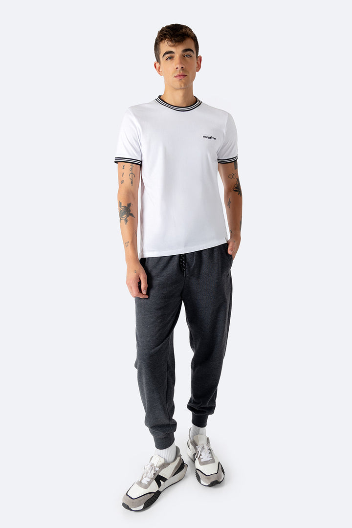 Playera blanca bies a contraste negro con blanco - Hang Ten