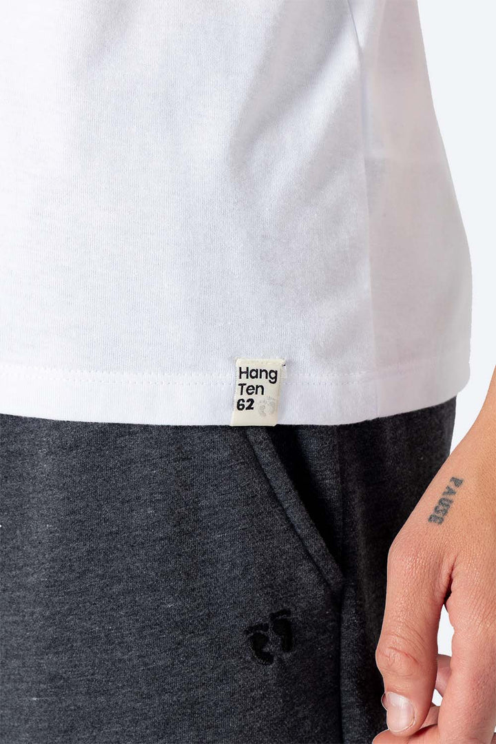 Playera blanca bies a contraste negro con blanco - Hang Ten