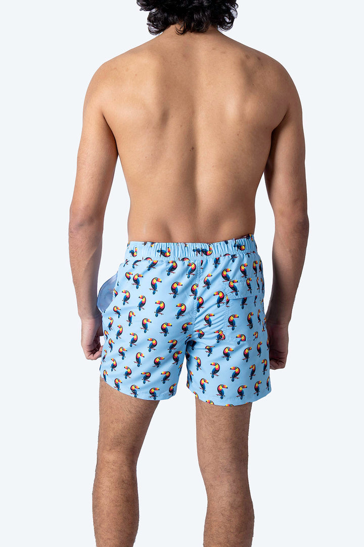 Traje de baño azul estampado de tucanes - Hang Ten